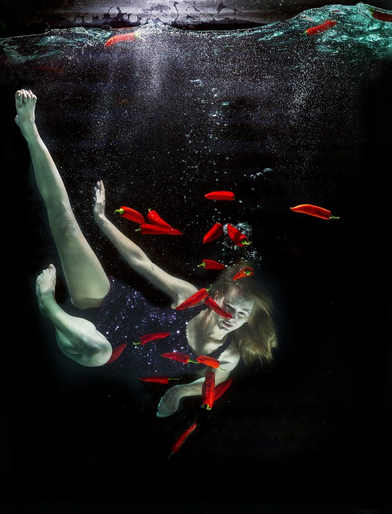 Underwater photo using a fish tank